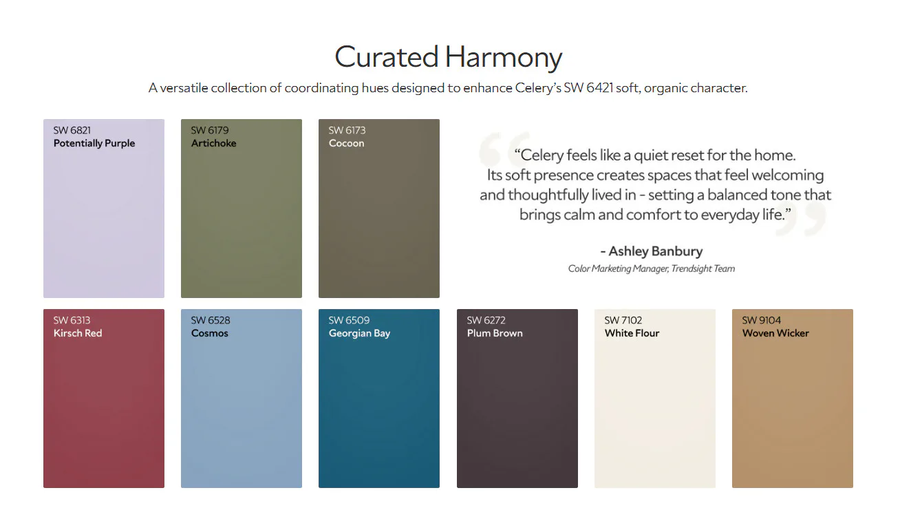 Sherwin-Williams' Curated Harmony collection for 2027